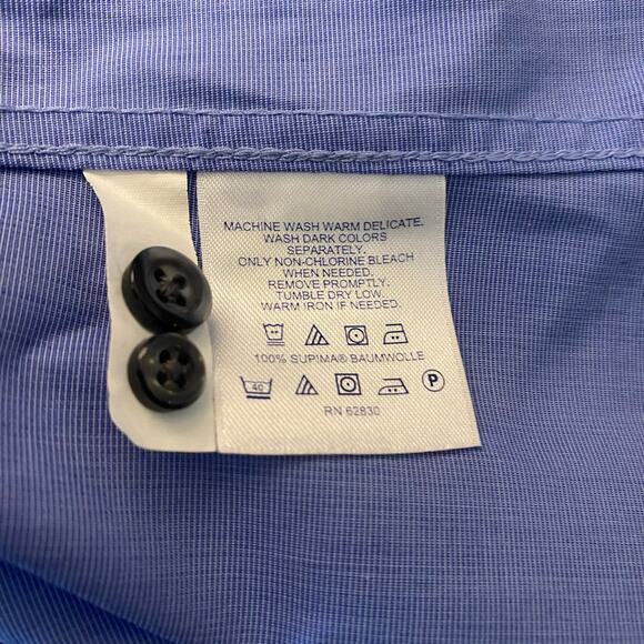Lands End Blue Supima Cotton Button Up Top Shirt SZ 18 T Soft Career Work Preppy - Picture 6 of 7